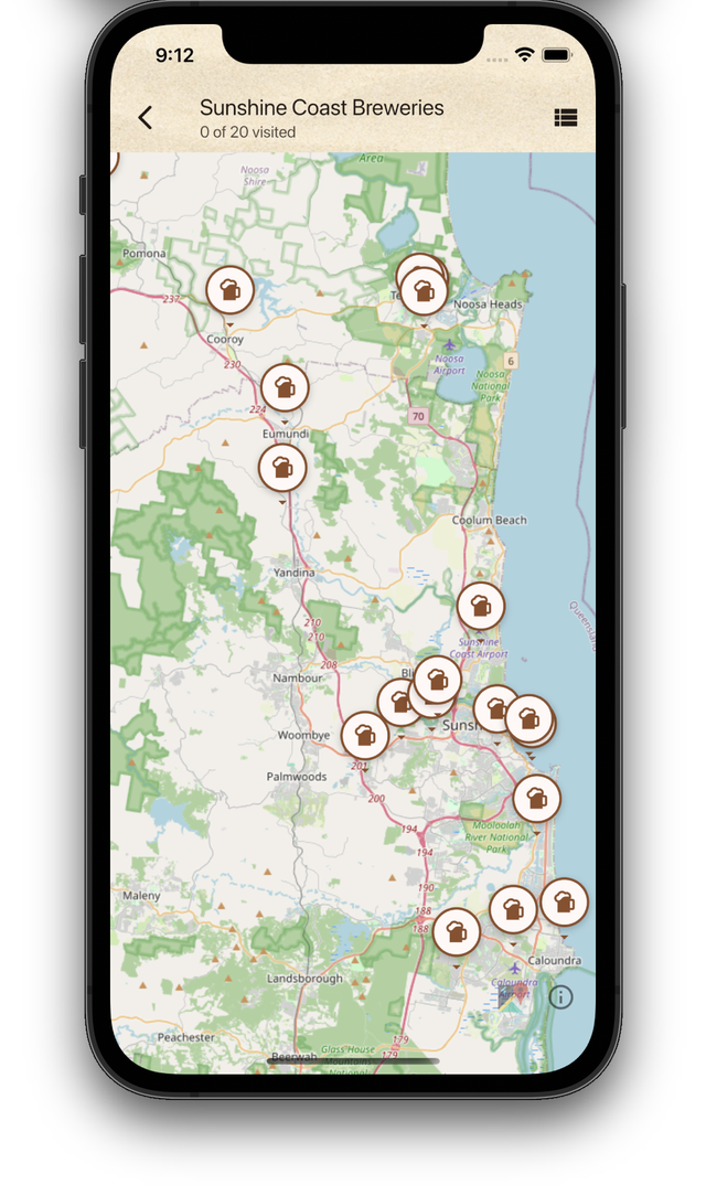 List of Sunshine Coast breweries with visited and beers-tried counts